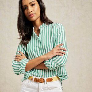 NEW J Crew Strip Blouse Shirt - Green